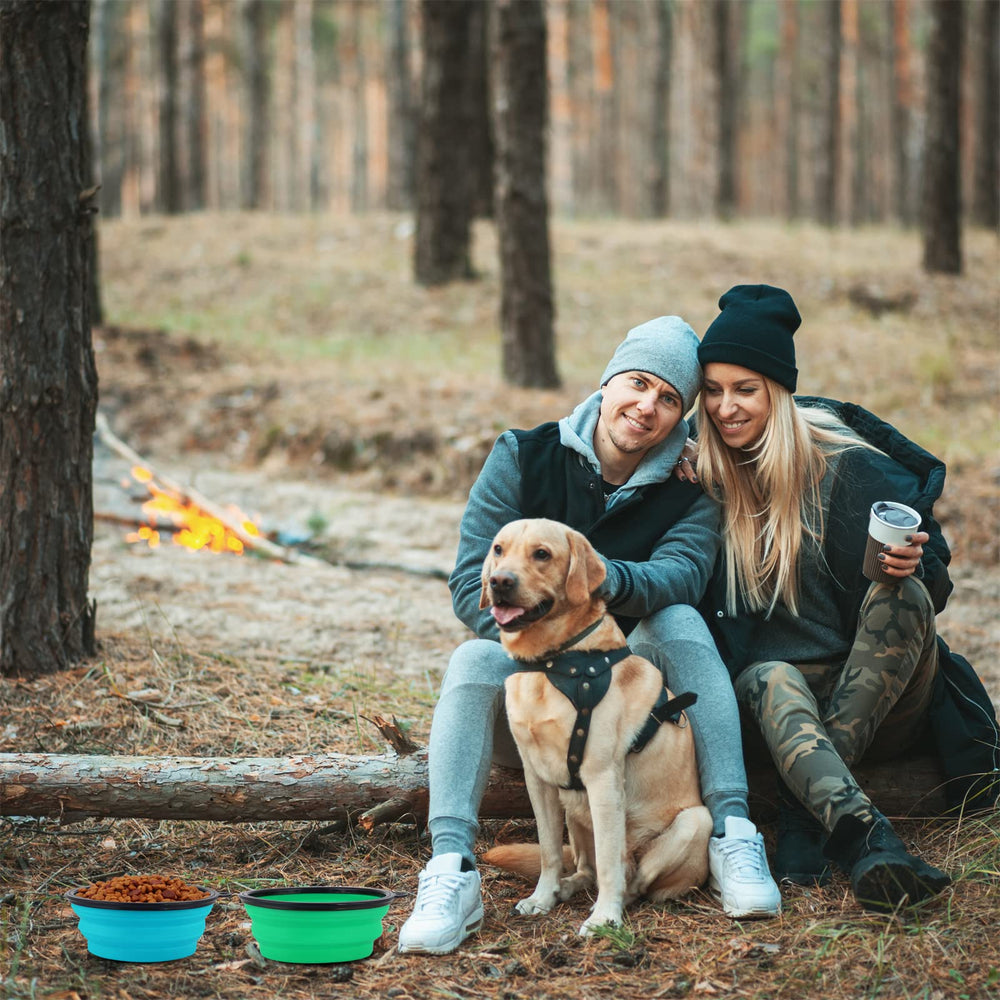 SLSON foldable dog bowl laid flat for compact storage.