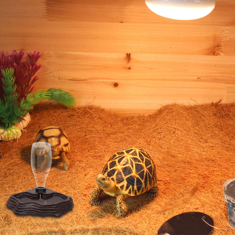 SLSON reptile water feeder maintains continuous water access in terrarium.