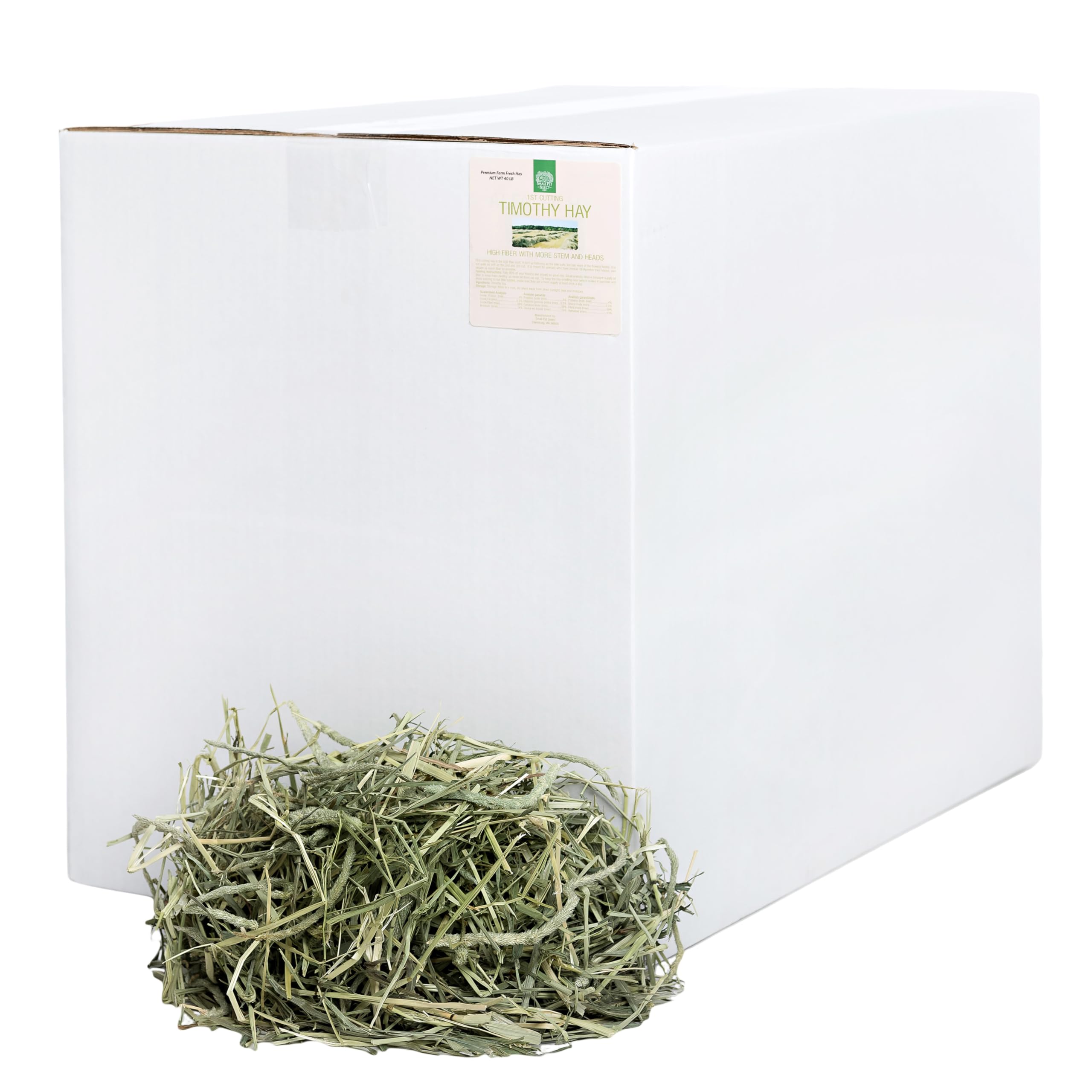 Small Pet Select 1st Cut Timothy Hay bale showing dense fiber for small pets.