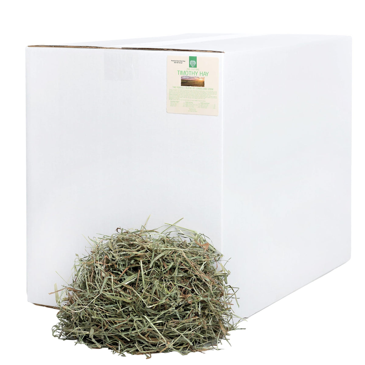 Small Pet Select 2nd Cutting Timothy Hay hand-packed box preserves freshness and minimizes dust.