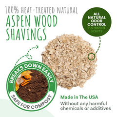 Small Pet Select aspen bedding fluffy texture closeup highlights absorbency without added fragrances.