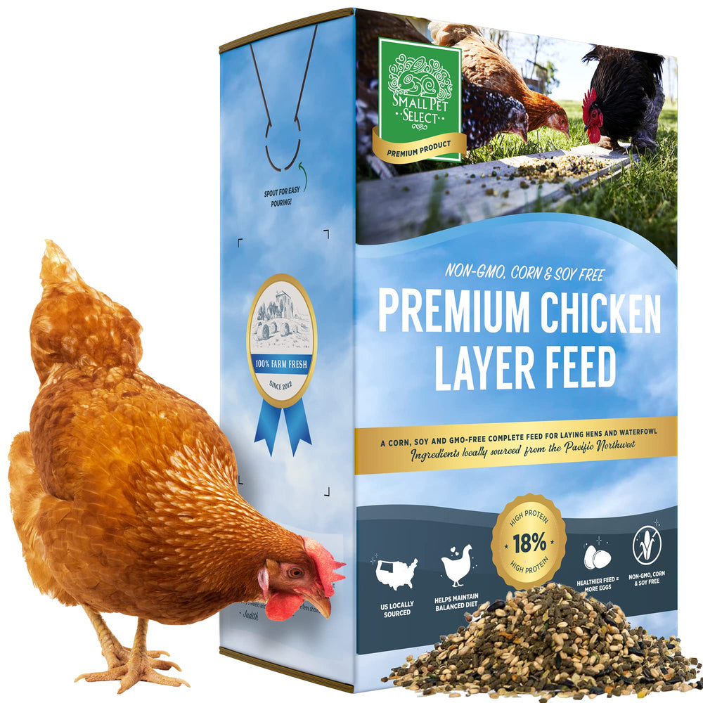 Small Pet Select chicken layer feed pellets for balanced nutrition and egg production.