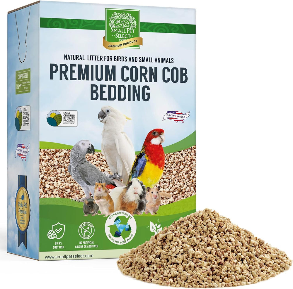 Small Pet Select corn cob bedding in a 6lb box offers a natural, dust-free lounge for small pets.