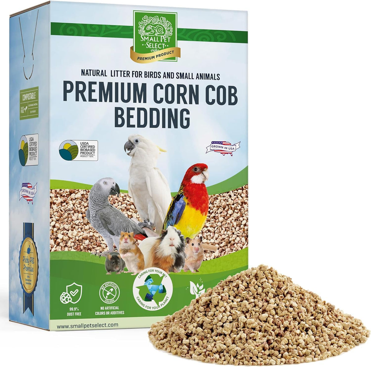 Small Pet Select corn cob bedding in a 6lb box offers a natural, dust-free lounge for small pets.