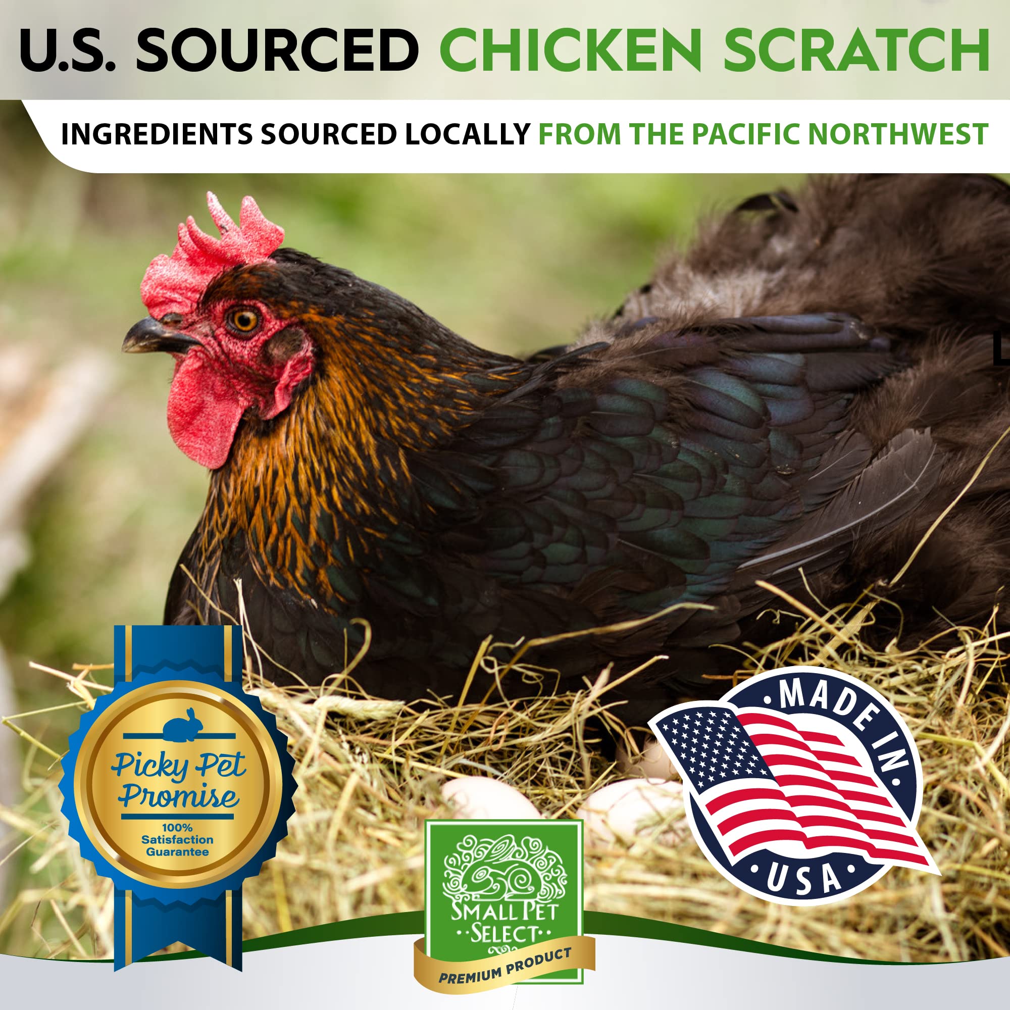 Label highlights corn-free, soy-free, and non-GMO ingredients in the scratch
