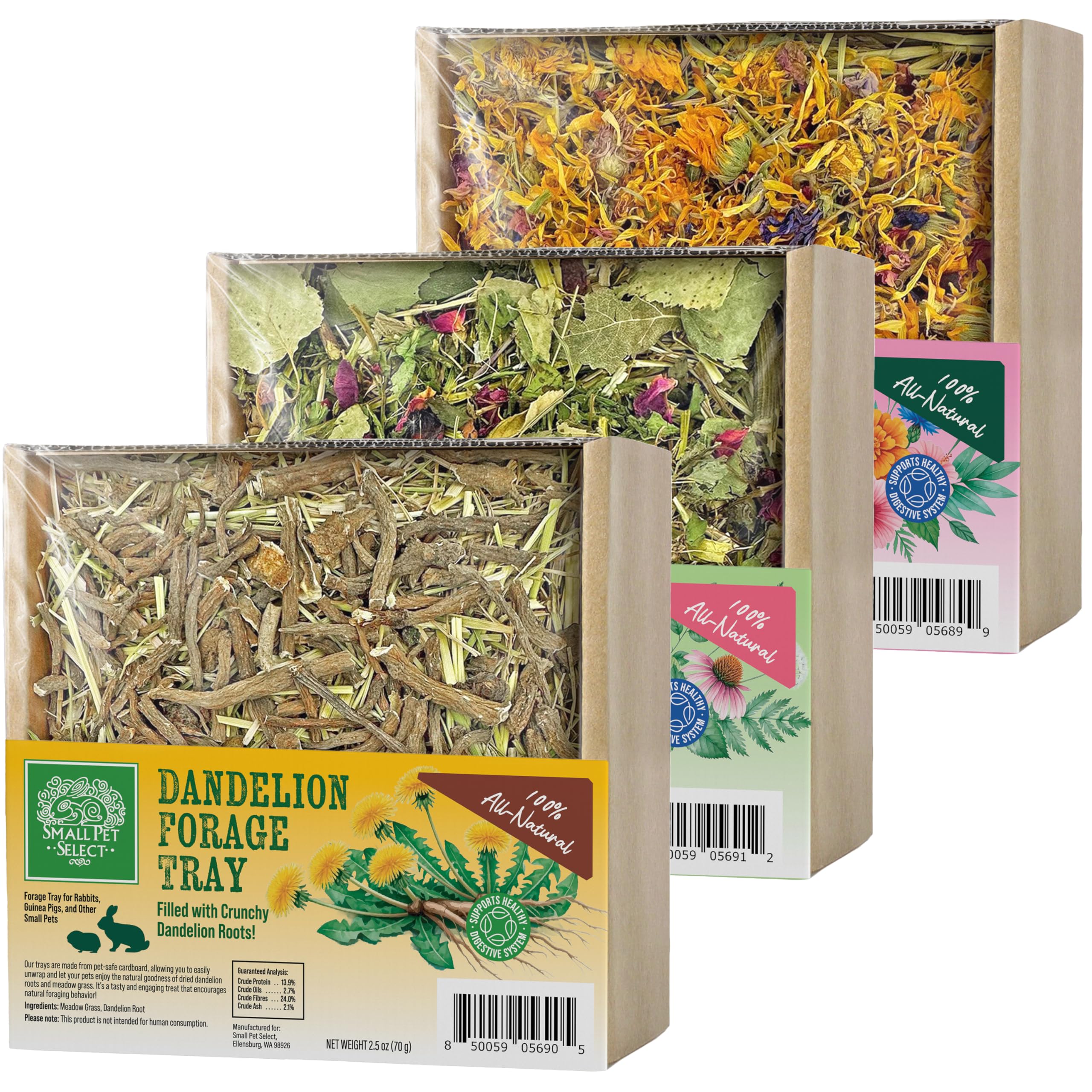 Small Pet Select forage tray bundle herb mix enriches rabbits and guinea pigs with varied greens.
