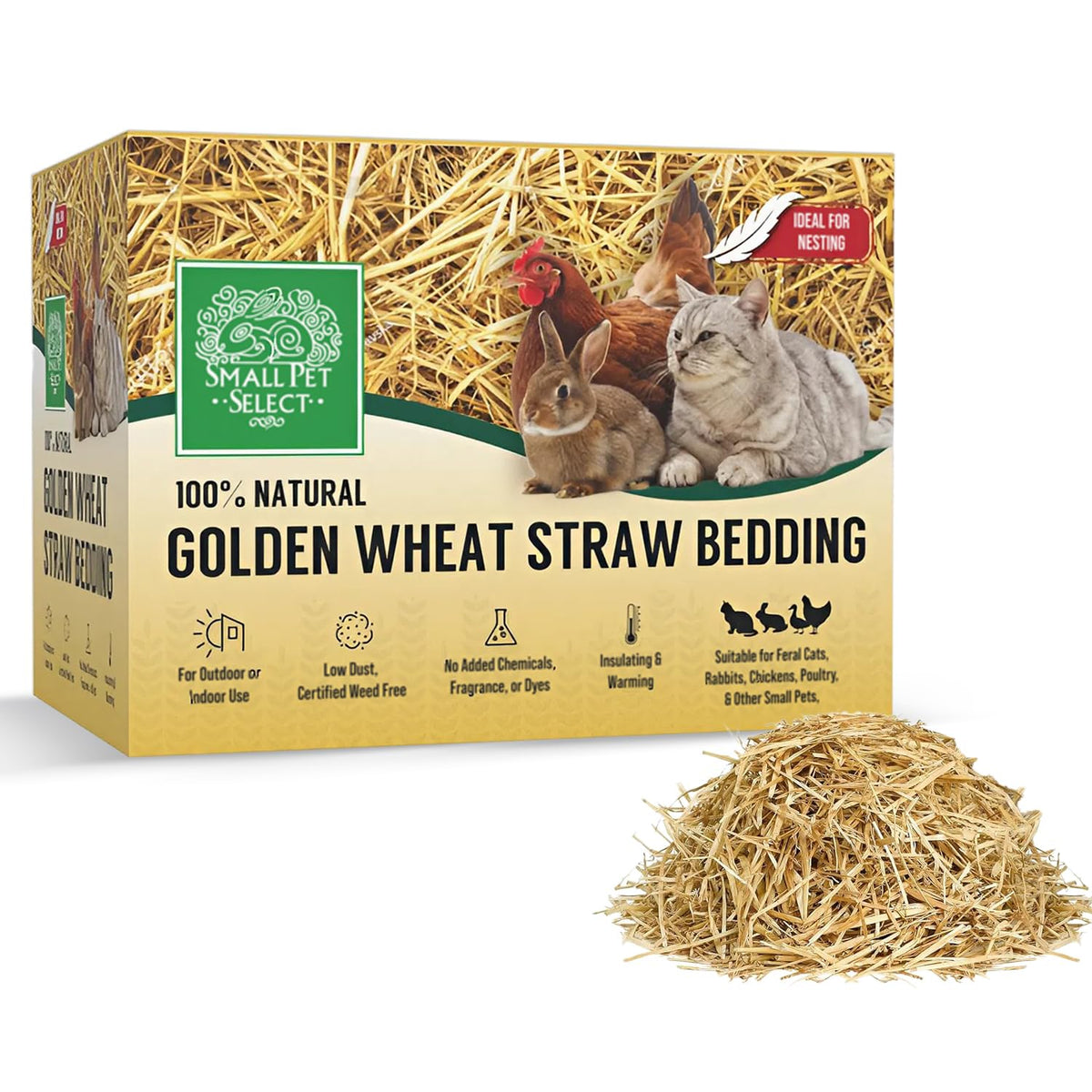 Small Pet Select Golden Wheat Straw Bedding close-up highlighting natural texture for nesting