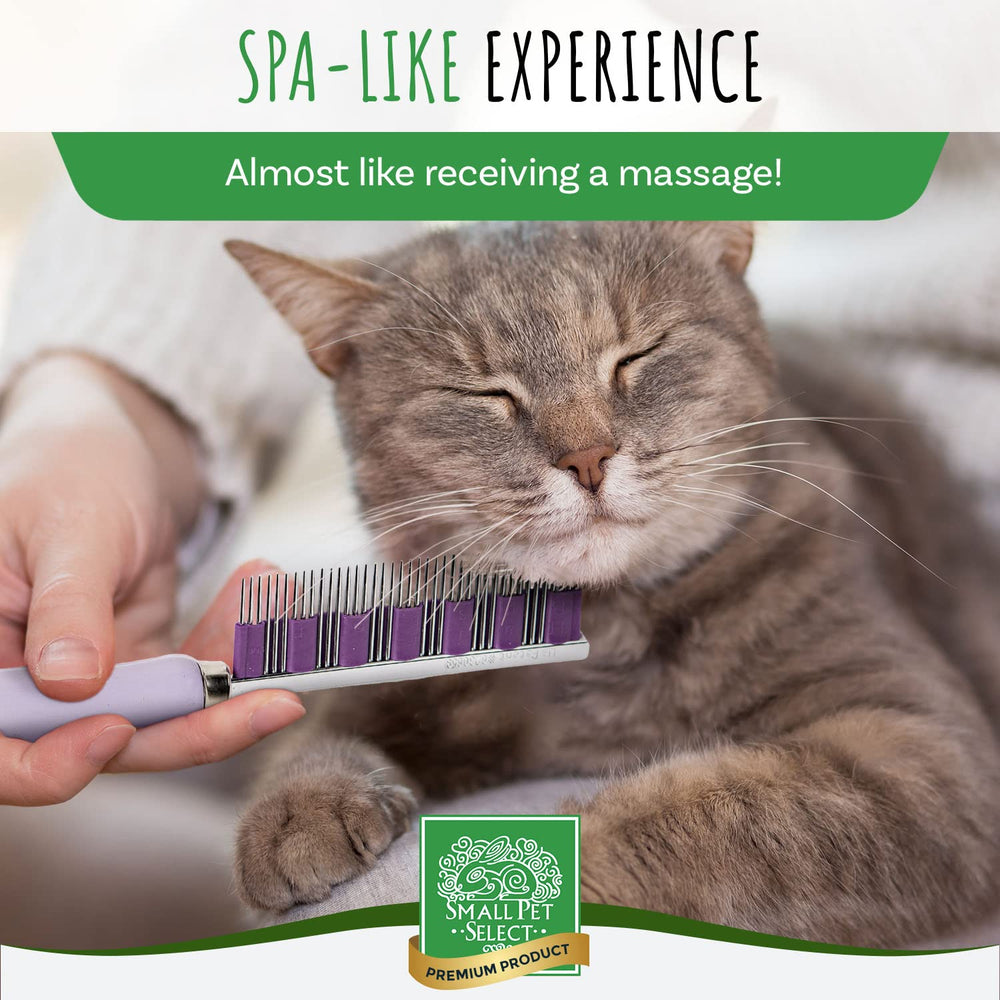 Small Pet Select Hair Buster Comb wooden handle detail for a comfortable grip during sessions