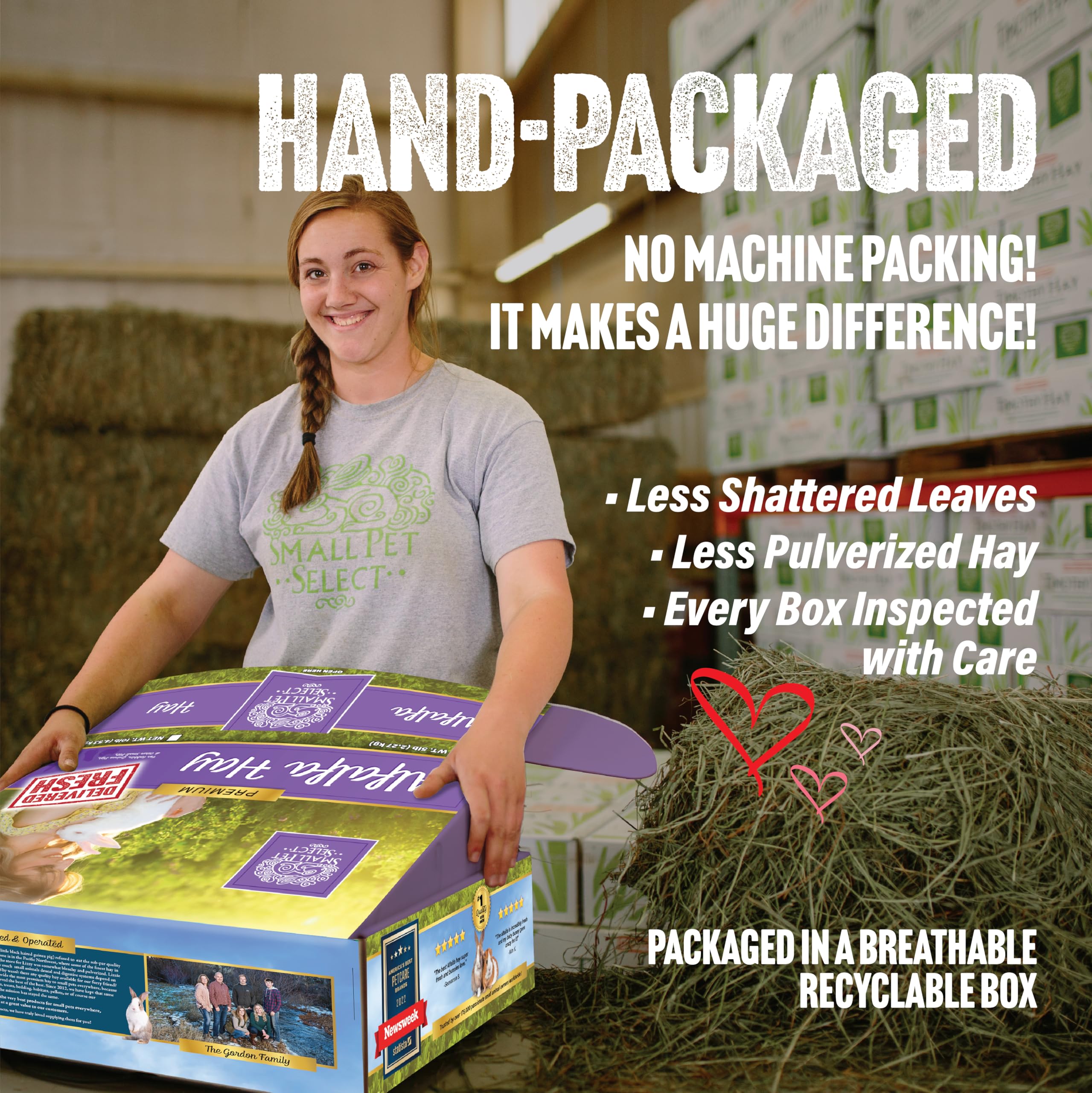 Hand-packed Small Pet Select box ensuring premium US-grown hay.