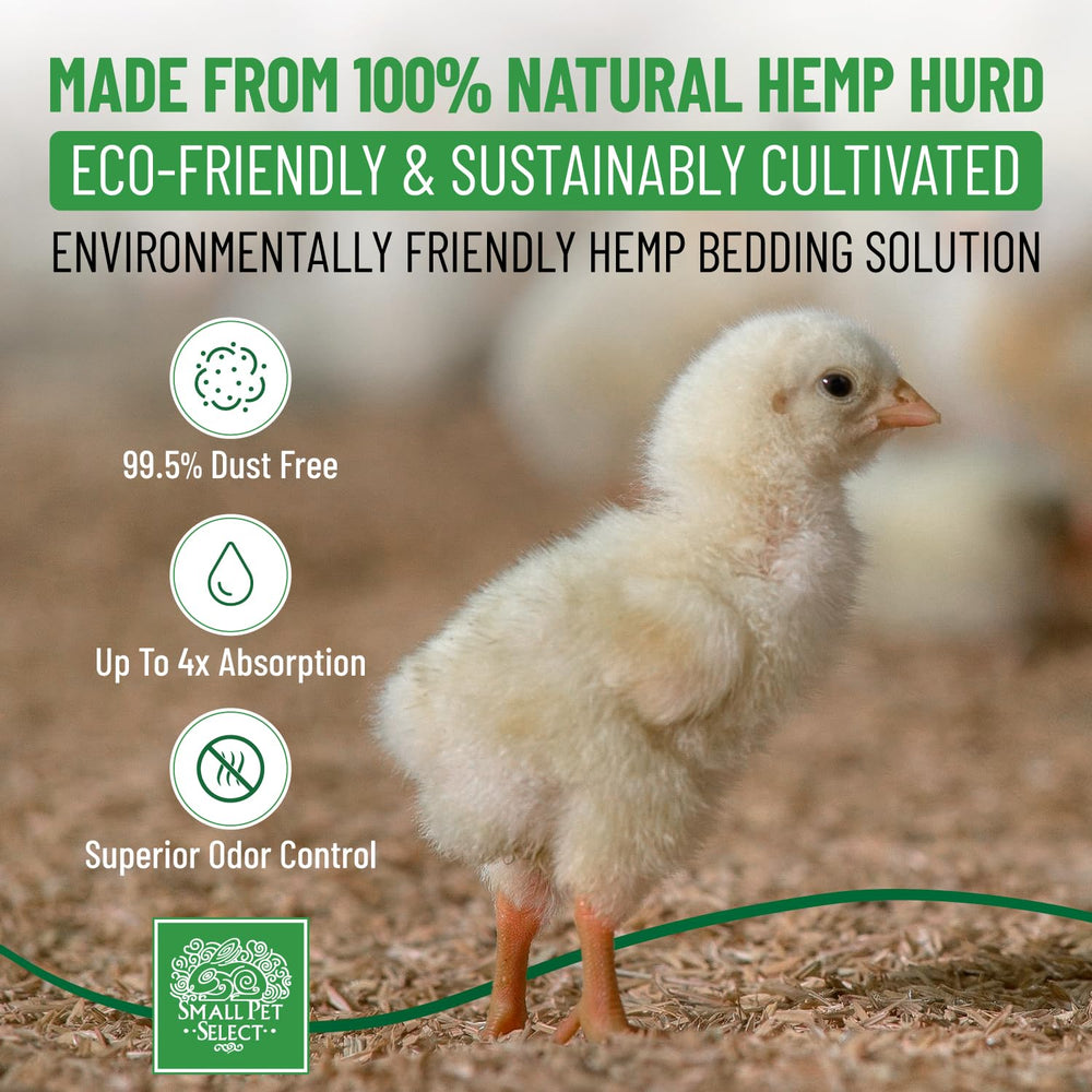 Small Pet Select hemp hurd bedding is biodegradable and compostable for eco-friendly disposal.