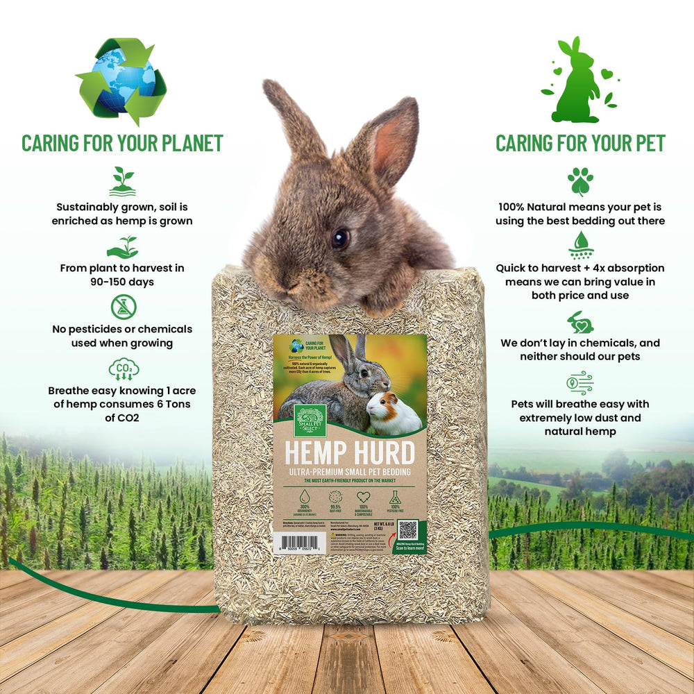 Small Pet Select Hemp Hurd Bedding is biodegradable and compostable for eco-friendly disposal.