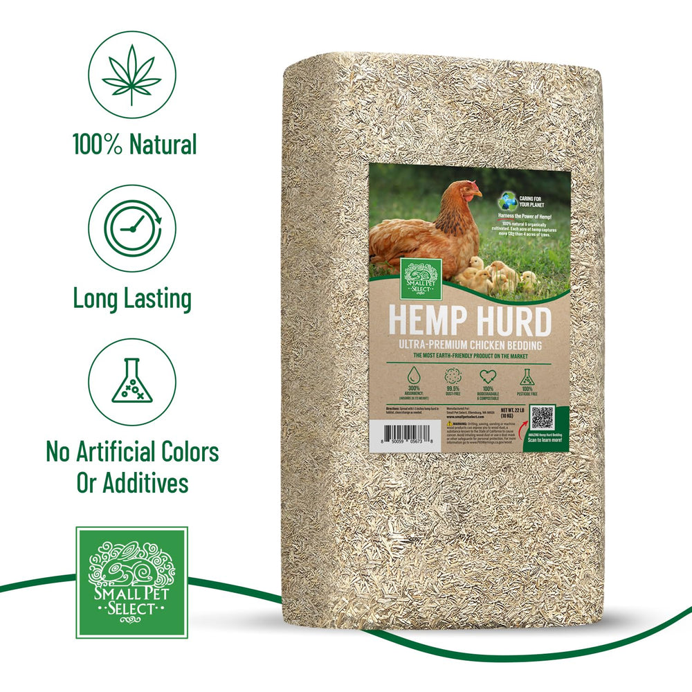 Small Pet Select hemp hurd bedding lasts longer than traditional bedding, saving replacements.