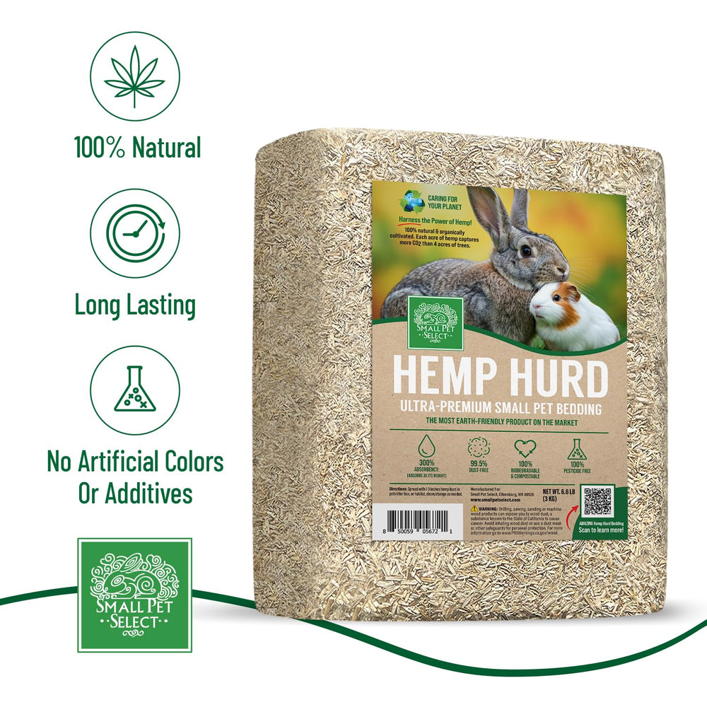 Small Pet Select Hemp Hurd Bedding has low dust for sensitive lungs.