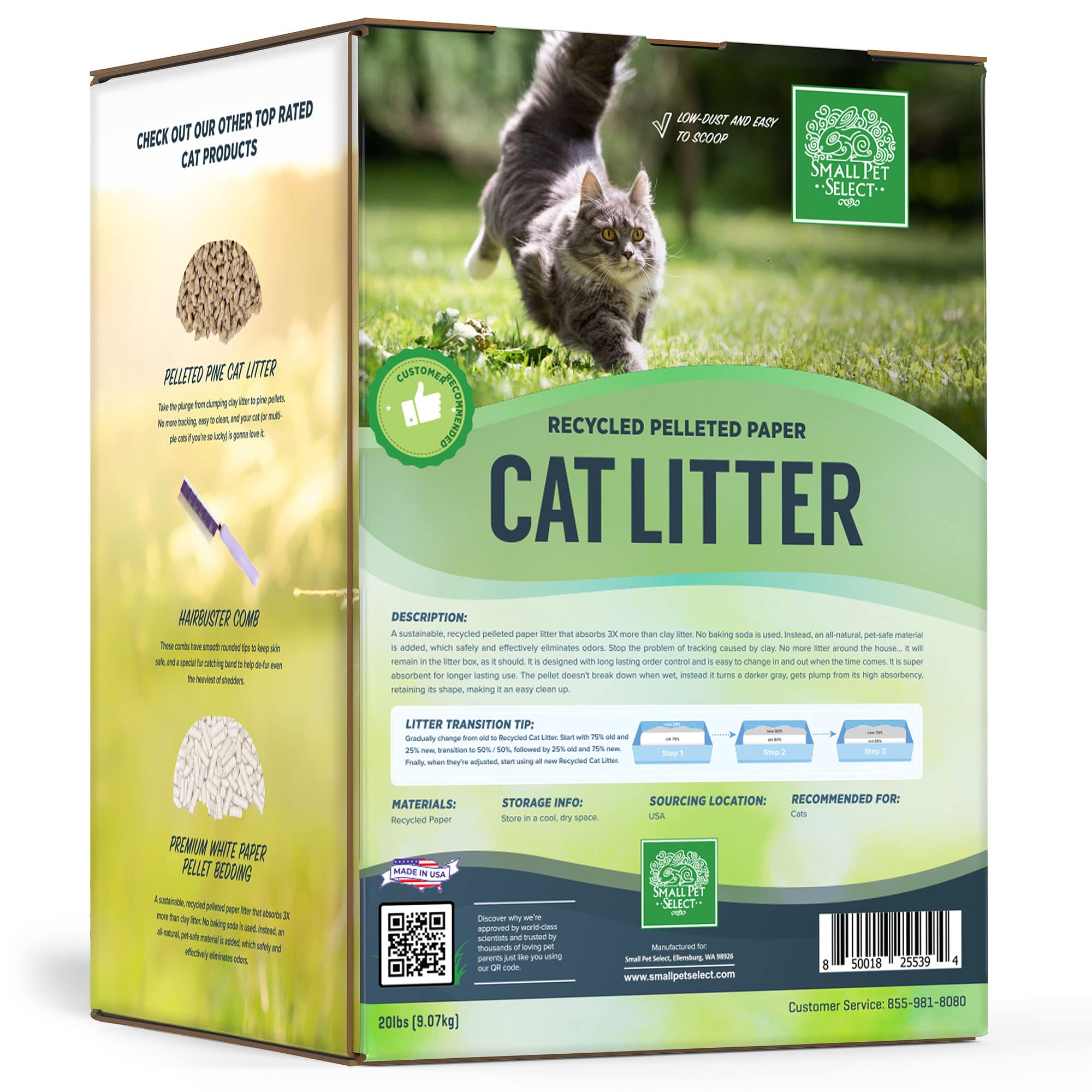 Small Pet Select being poured into a box, showing moisture absorption readiness.