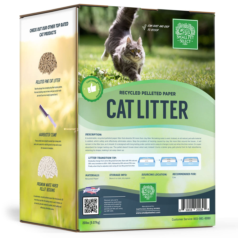 Small Pet Select being poured into a box, showing moisture absorption readiness.