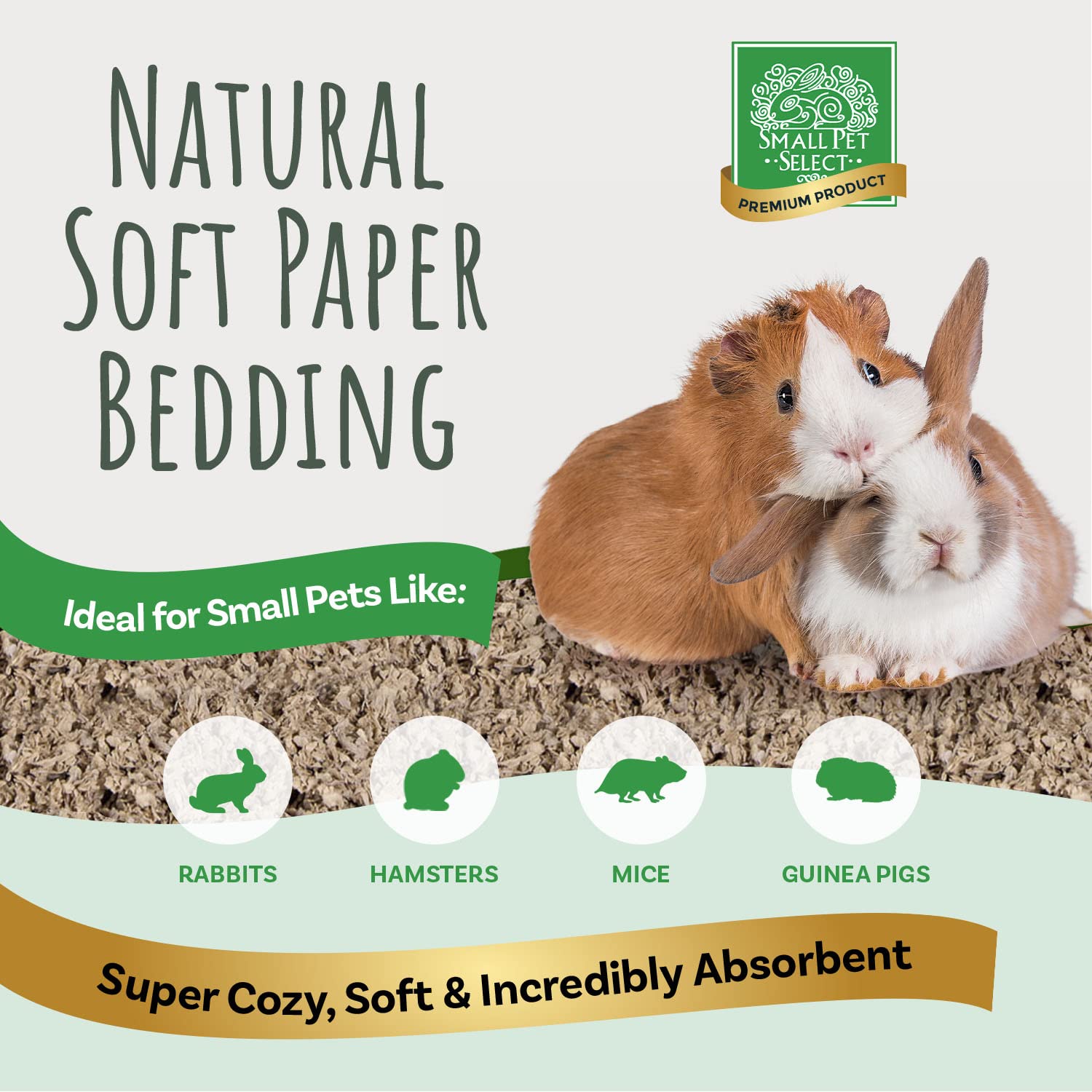 Small Pet Select natural paper bedding in a cage setup delivering soft, absorbent comfort.