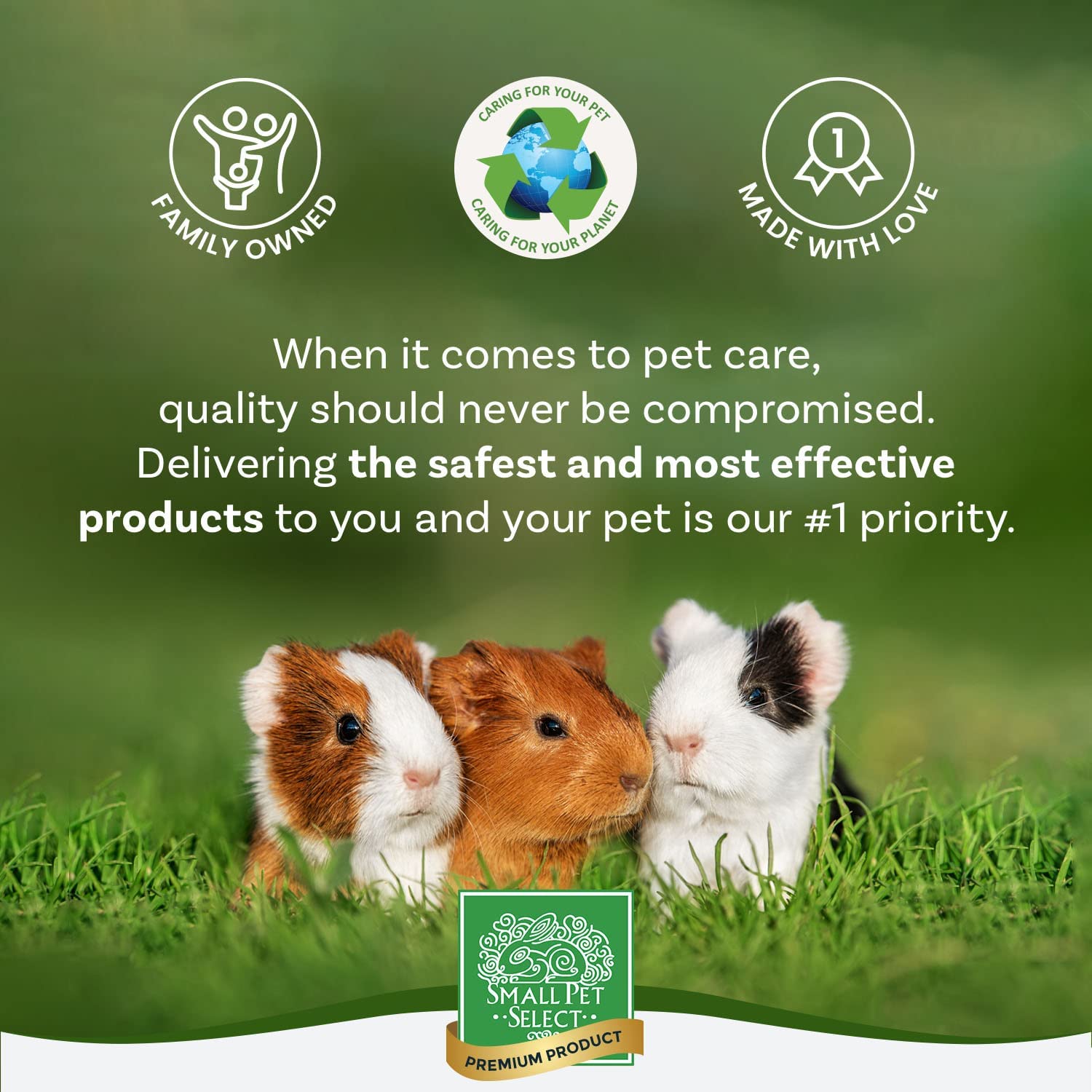 Small Pet Select premium aspen bedding USA-made label signals domestic sourcing and quality.