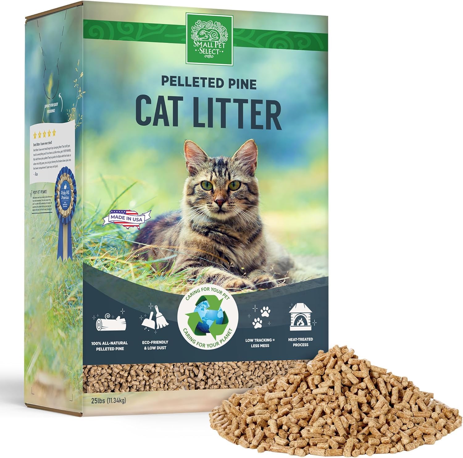 Small Pet Select premium pine pellets litter bag; natural, low-dust option for cleaner homes.