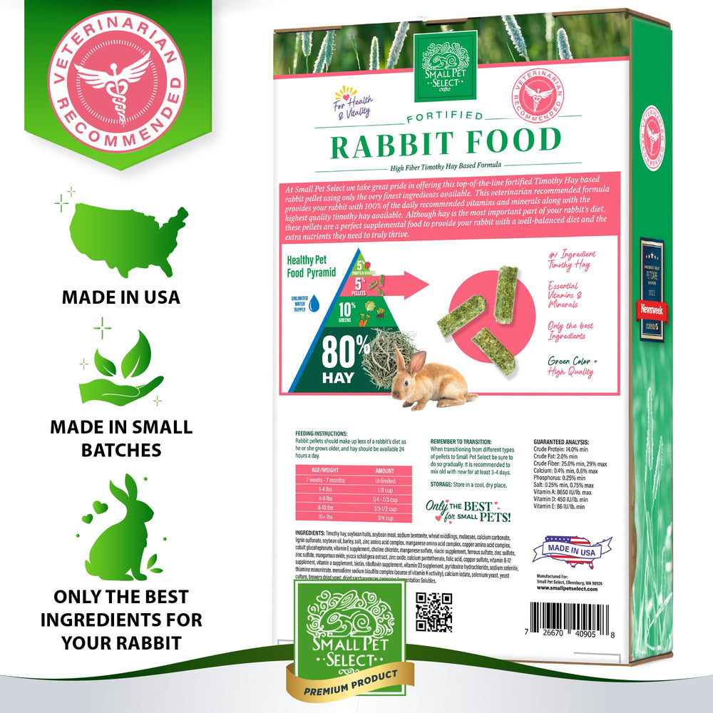 Small Pet Select rabbit food pellets fresh-batch bag: premium ingredients handcrafted for rabbits.