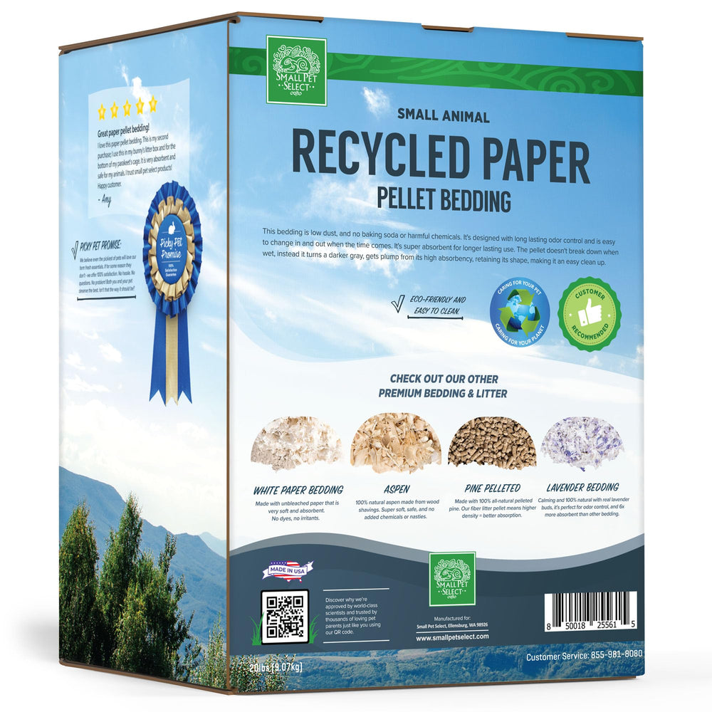 Small Pet Select pellets in a guinea pig habitat appear nearly dust-free.