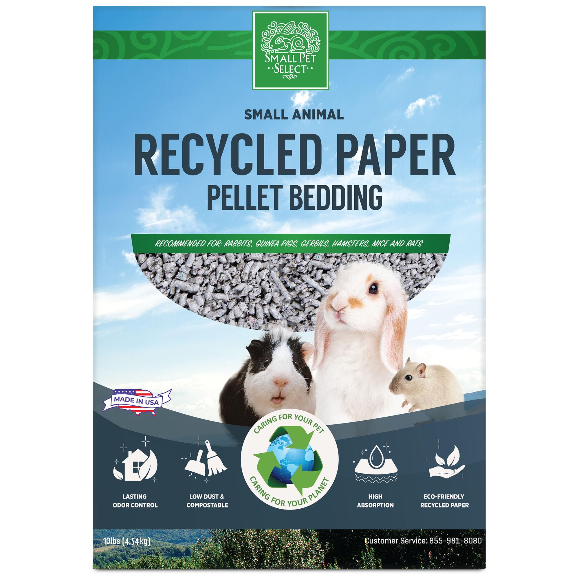 Small Pet Select recycled paper pellet bedding odor control without fragrances keeps space fresh