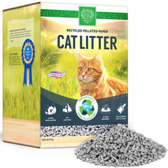 Small Pet Select recycled cat litter pellets close-up showing uniform texture and low-dust design.