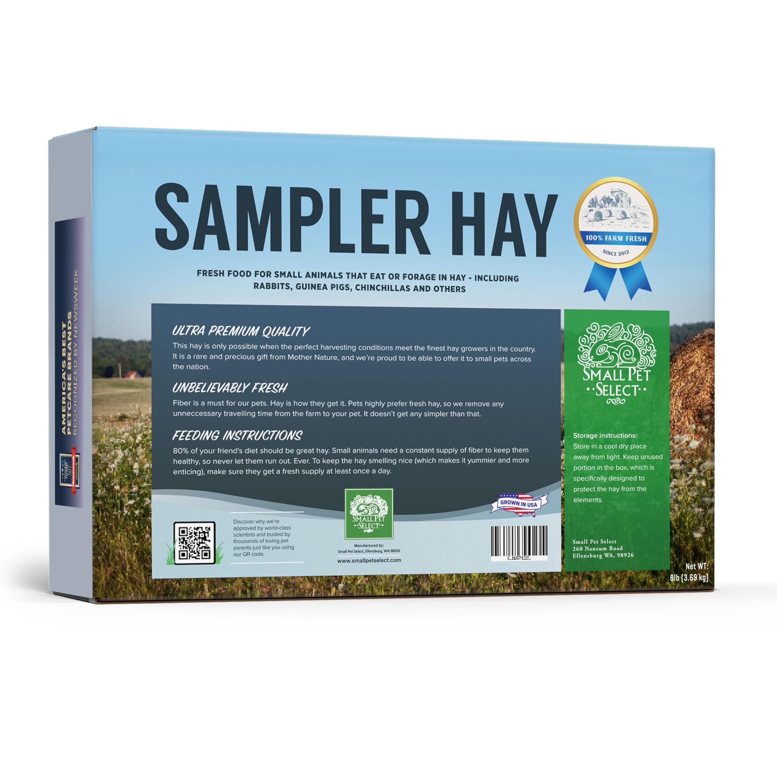 Small Pet Select sampler box orchard hay image, offering natural variety and gentle texture
