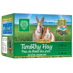 Small Pet Select second-cutting Timothy hay box showing balanced fiber for healthy teeth