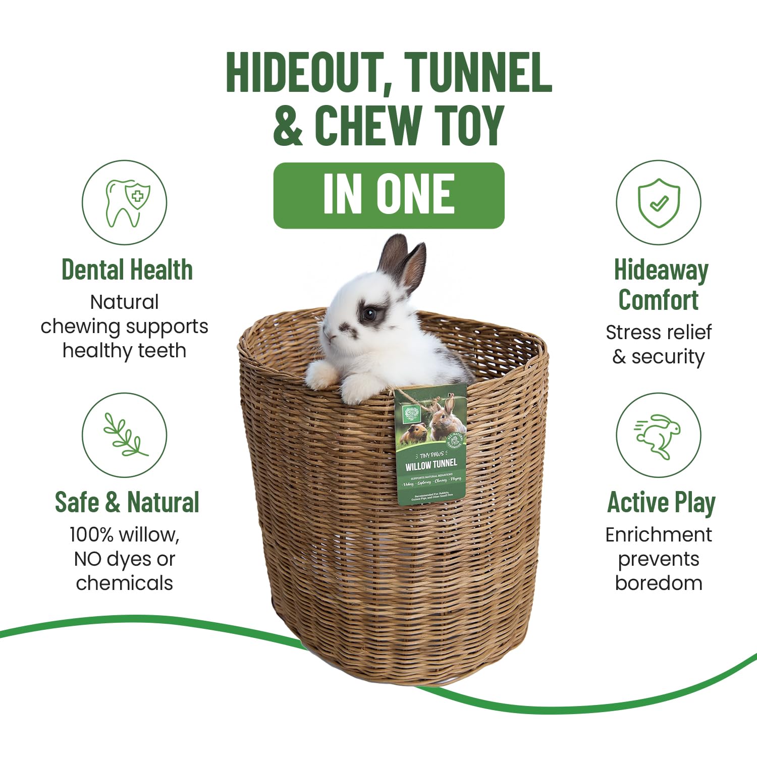 Small Pet Select Tiny Paws Jumbo Willow Tunnel material: natural willow provides safe chewing