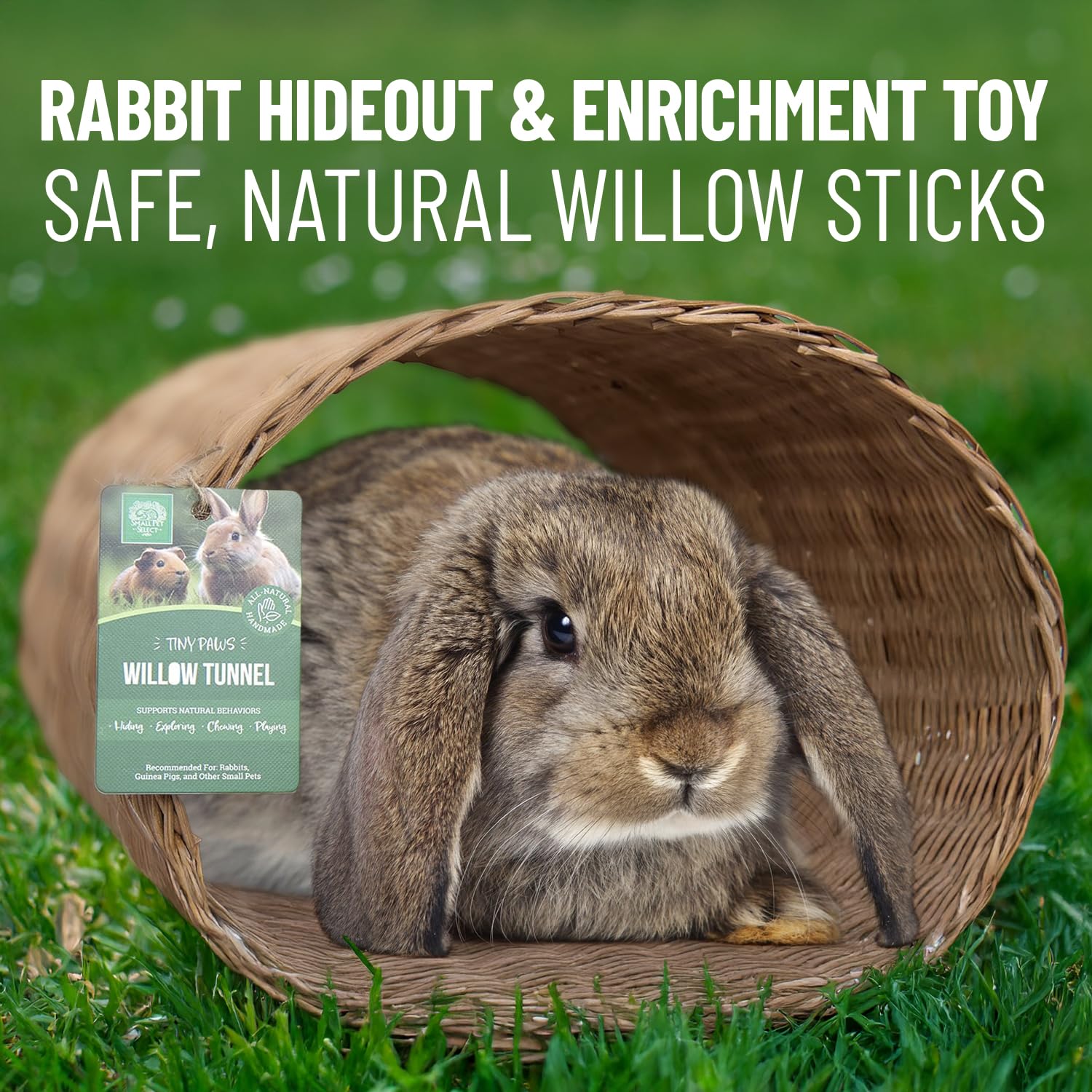 Small Pet Select Tiny Paws Jumbo Willow Tunnel playtime: ideal for lounging and quick peek-a-boo fun