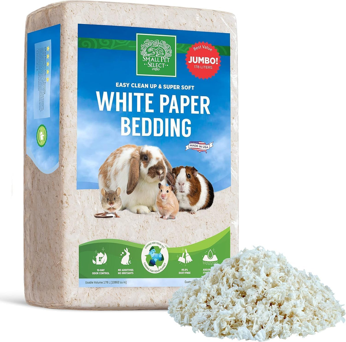 Small Pet Select unbleached white paper bedding 178L setup for easy spot cleaning.