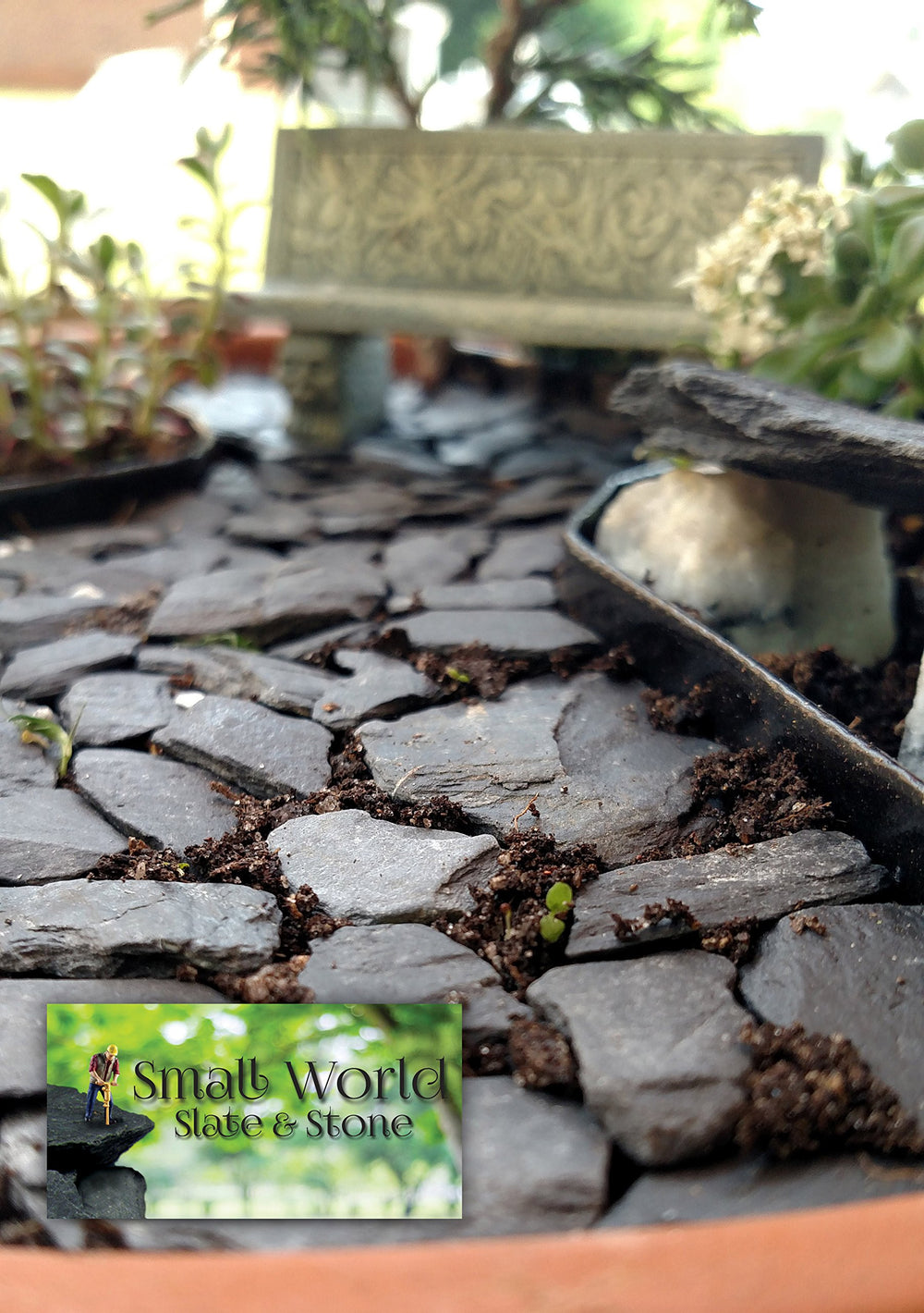 Small World Slate & Stone natural slate stones create natural caves in aquariums.