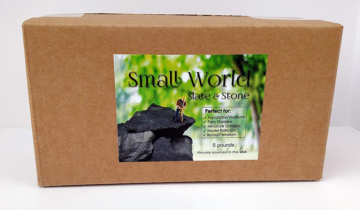 Small World Slate & Stone waterfall-wall accent stones for model railroads and aquatic displays.