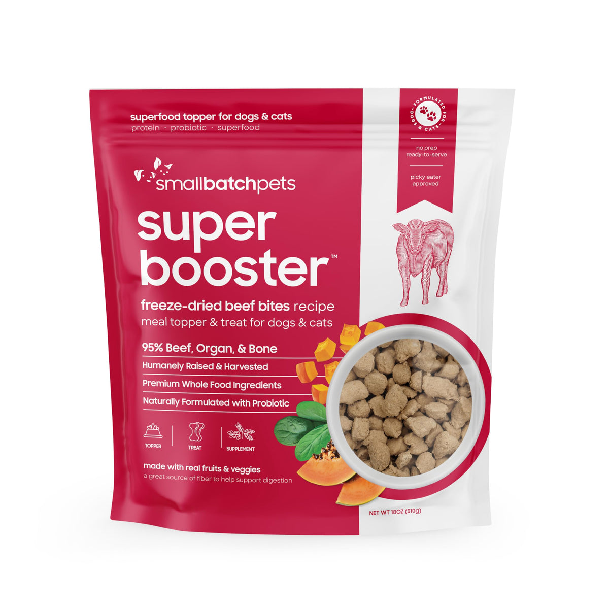 Smallbatch Freeze Dried Beef Bites bag showing high-protein treats for training