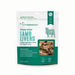 Smallbatch lamb liver treats packfront showing single-ingredient packaging