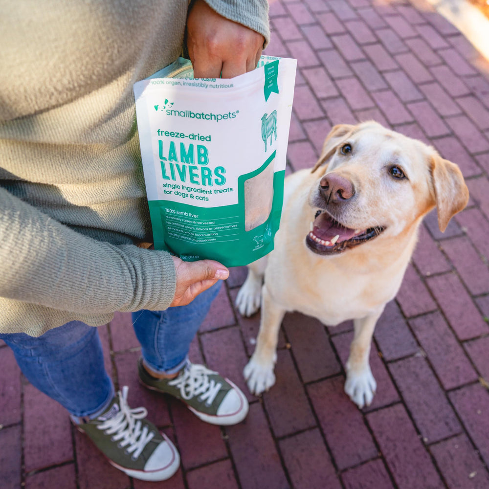USA-made Smallbatch lamb liver treats packaging and seal