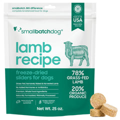 Smallbatch Pets freeze-dried lamb dog food 25 oz packaging for convenient meals