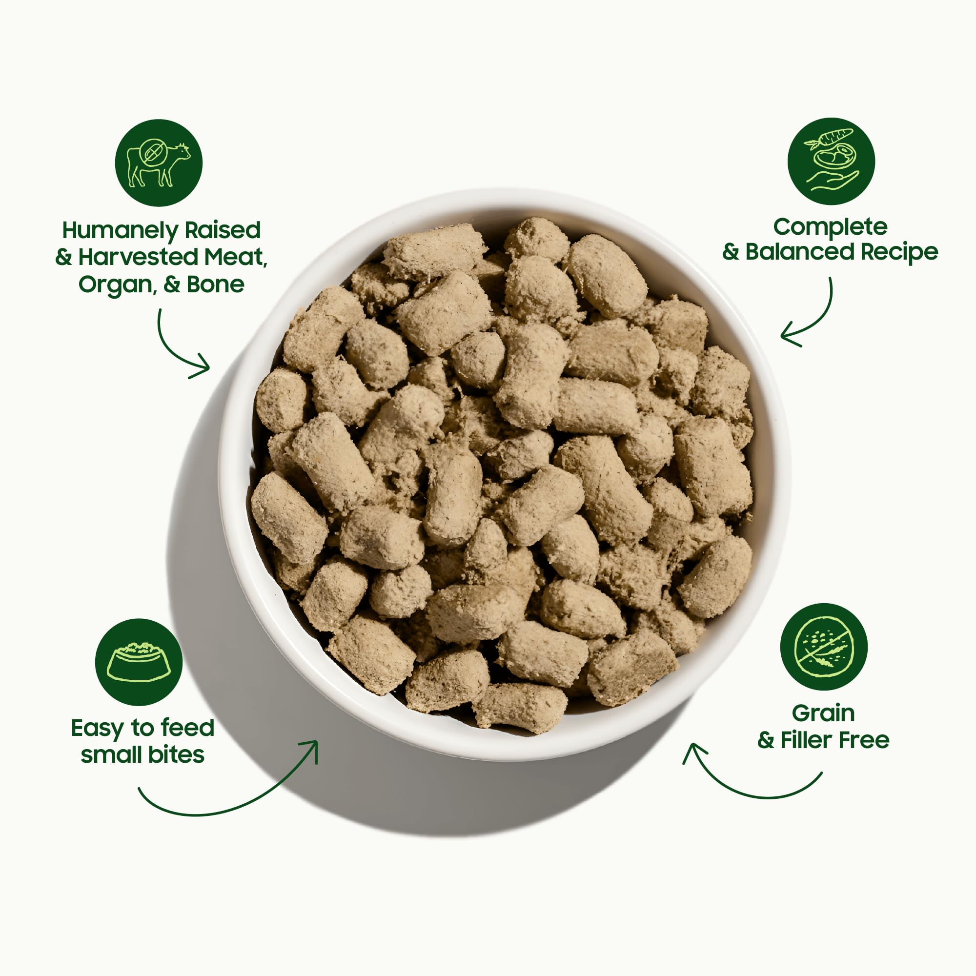 Smallbatch Pets ingredients with hearts, liver, and gizzards for wholesome protein variety.