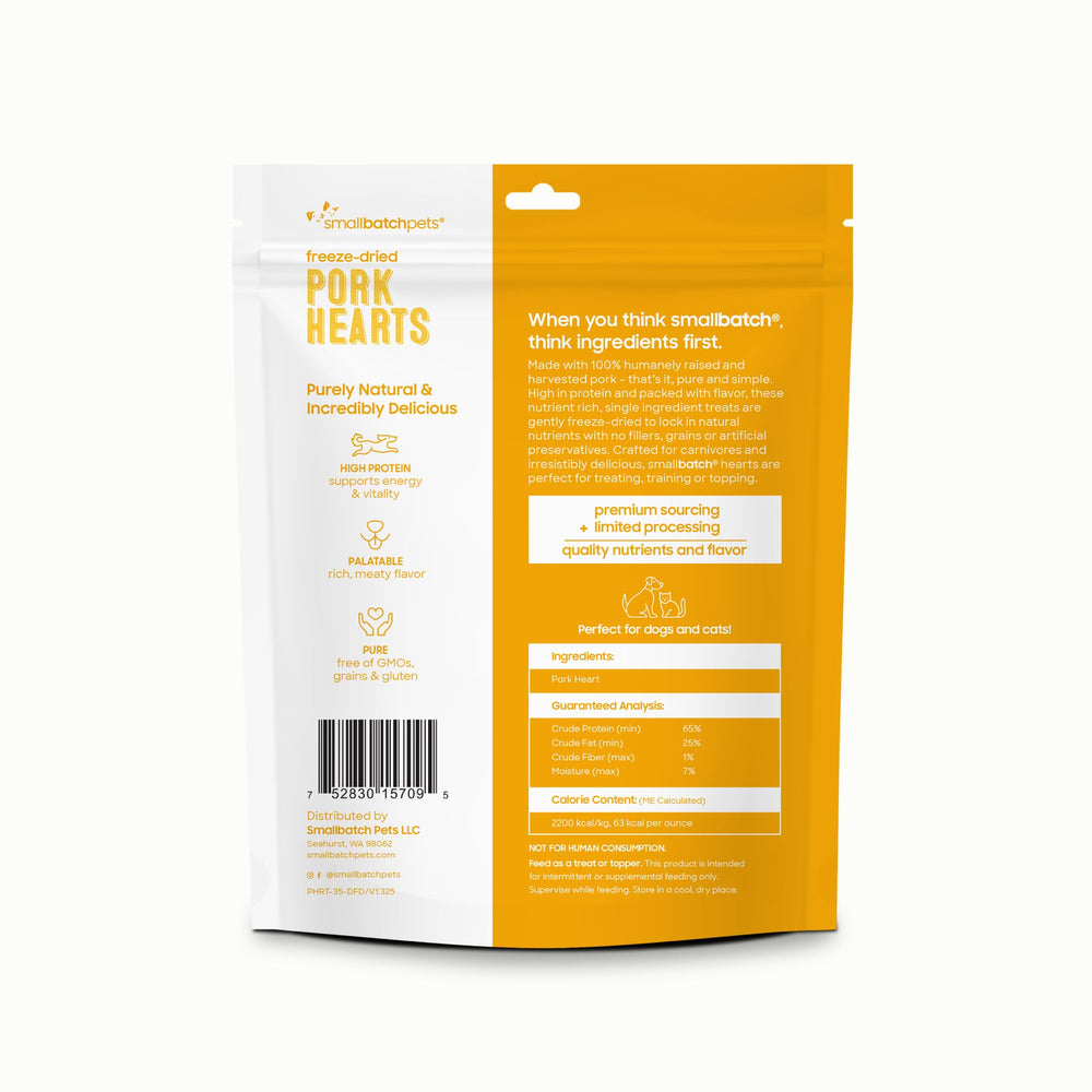 Training reward scene with smallbatch pork heart treats ideal for positive reinforcement.