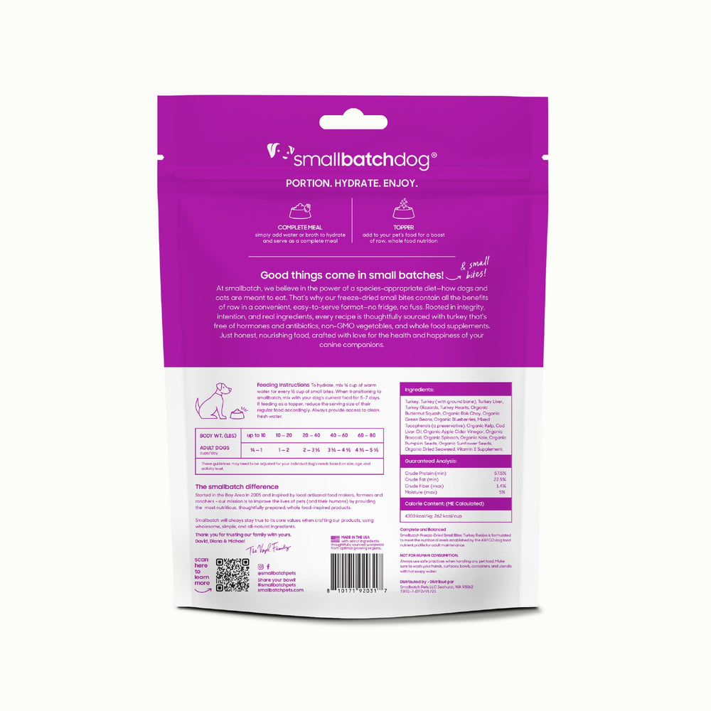 back-of-pack style image showing dog-friendly freeze-dried bites