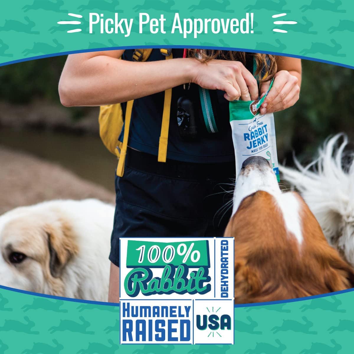 Smart Cookie rabbit jerky dog reward ready shows ideal training moment