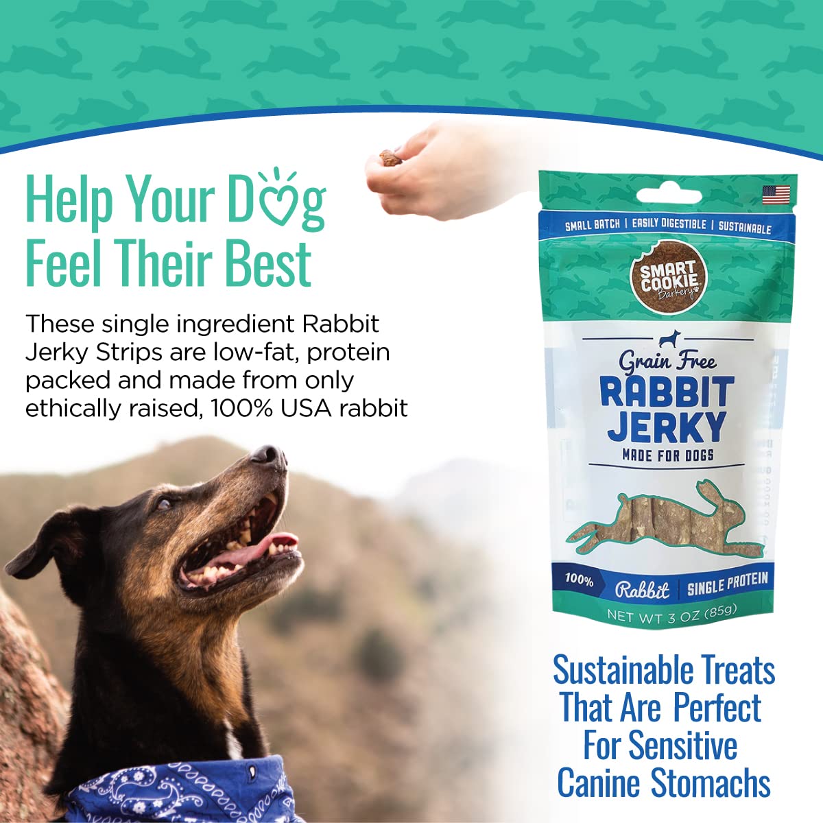 Smart Cookie rabbit jerky small-batch scene conveys handcrafted quality
