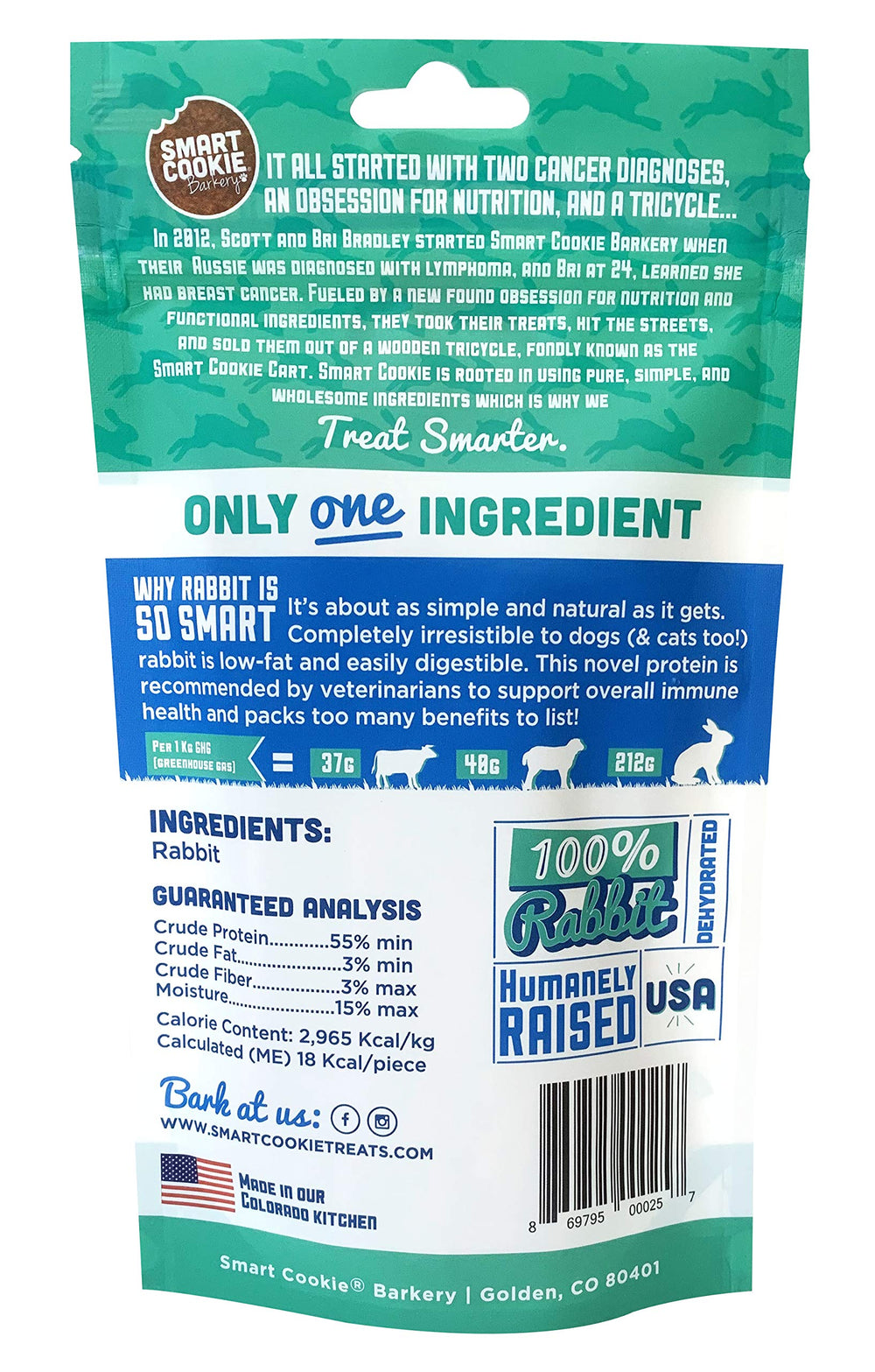 Smart Cookie rabbit jerky texture closeup showing meaty dehydrated surface
