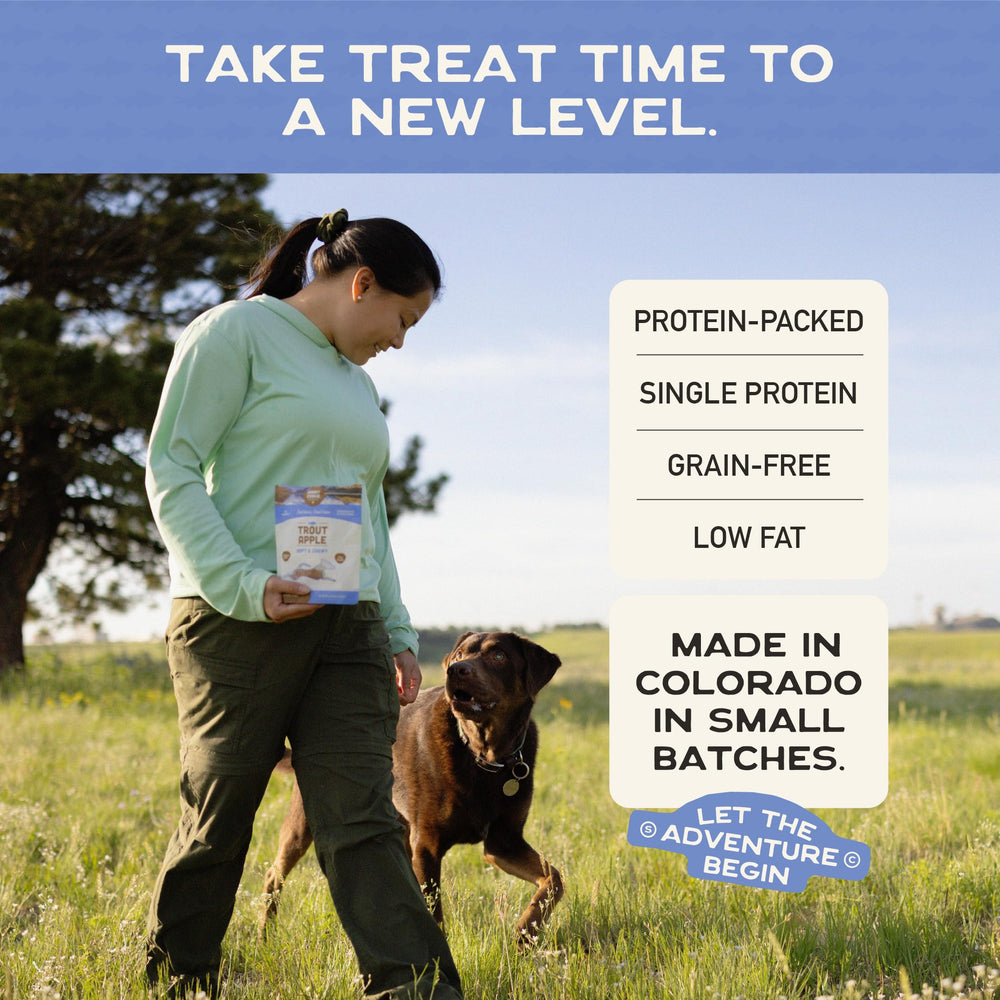 Smart Cookie Trout & Apple grain-free formula shown in close-up.