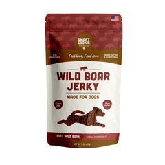 Smart Cookie wild boar jerky texture close-up highlights single-ingredient nutrition.