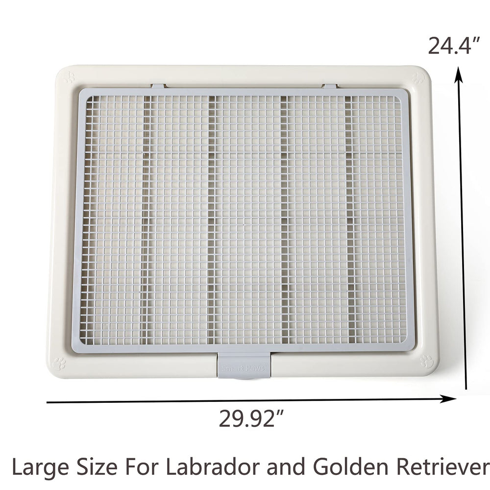 Smart Paws grey training tray side view, helps protect floors during potty training.