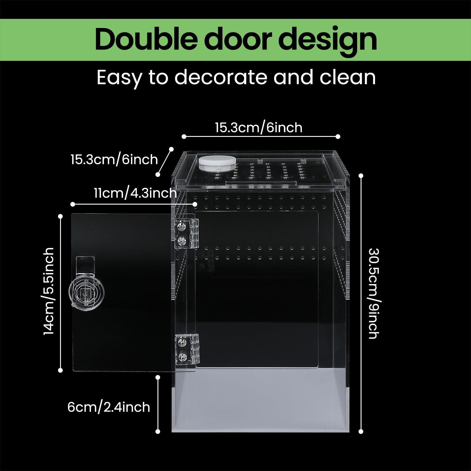 Smartang tall arboreal enclosure uses a traditional latch for secure closure.