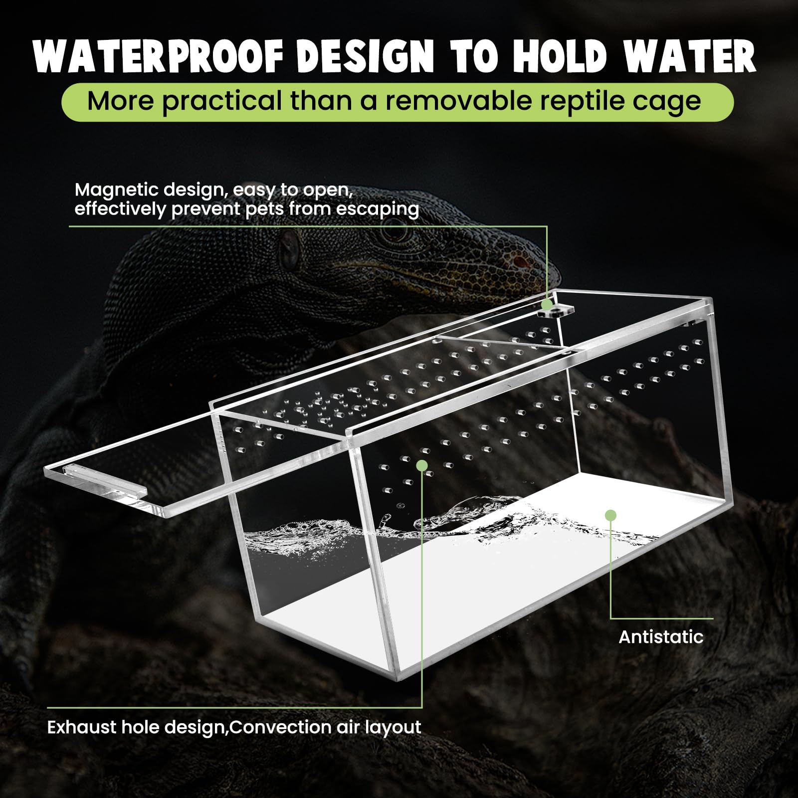 Smartang tarantula enclosure offers 360-degree view for monitoring pet behavior.