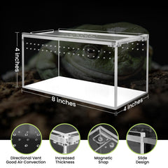 Smartang tarantula enclosure in compact 8x4x4 inch size for small arachnids.