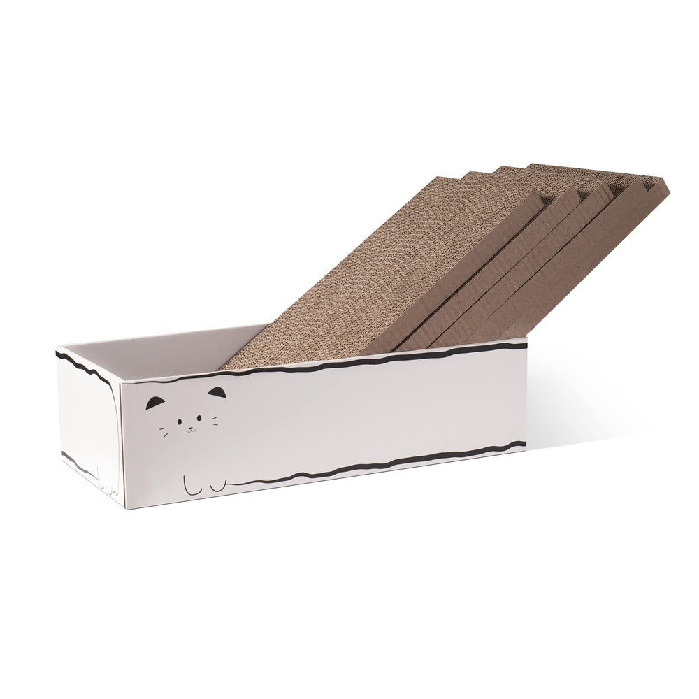 Smartbean Cat Scratcher Pad front view shows a durable cardboard surface for lasting scratching sessions.